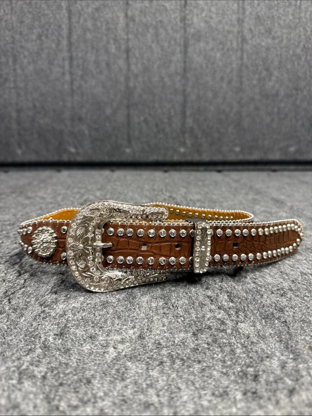 Nocona Tan Leather Studded Western Belt